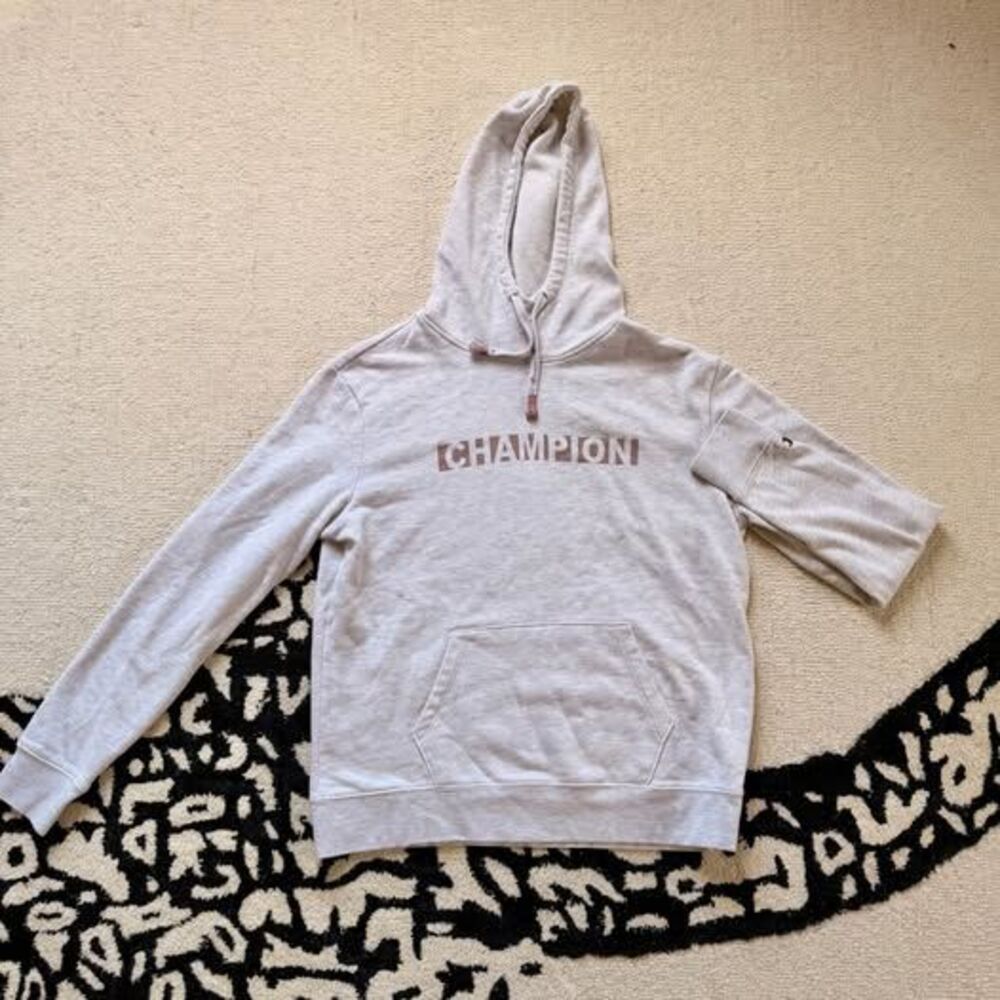Champion Ivory Pink Logo Quarter-Zip Hoodie M/M
